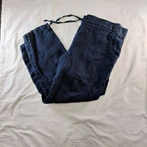 Athleta‎ Women's Blue Cabo Pants, Size 12, Mid-Rise, High-Rise, 100% Linenp